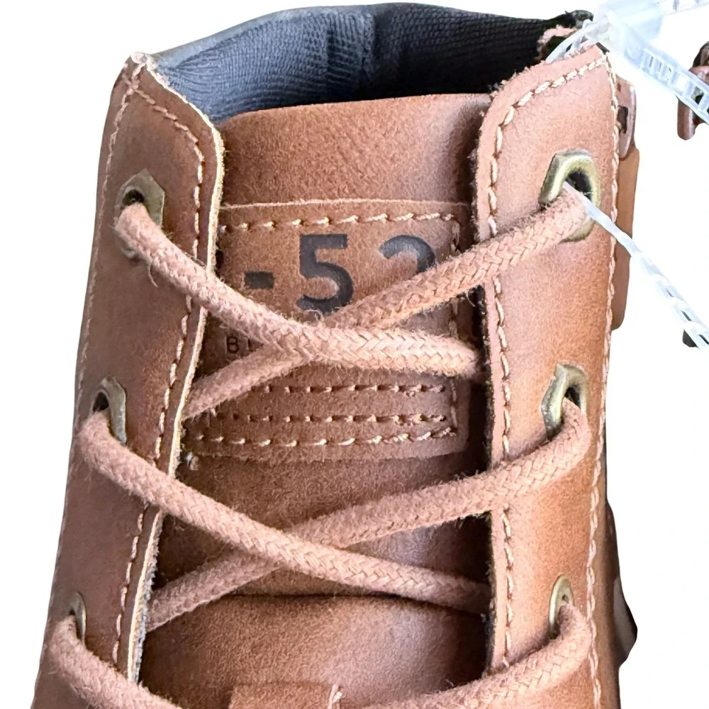B-52 by Bullboxer Mens Cognac Brown Moc Toe Lace Up Side Zip Boots Size 11 NEW‎